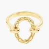 Anillo ajustable de acero dorado