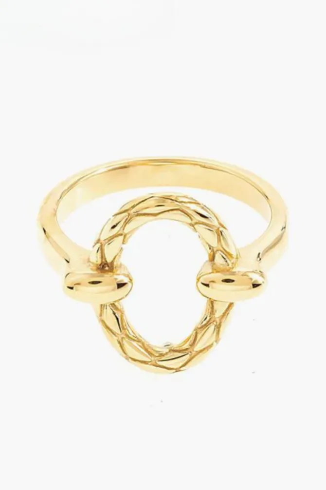 Anillo ajustable de acero dorado
