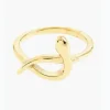 Anillo ajustable de acero dorado serpiente