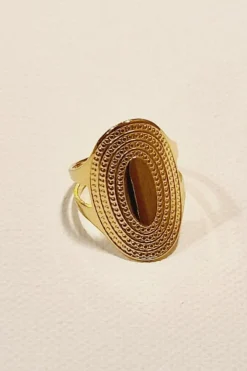 Anillo dorado de acero sello
