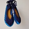 Bailarinas crochet con cinta para atar azul marino y azul