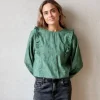 Blusa bordada flores verde