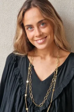 Blusa cuello pico con vuelo negra