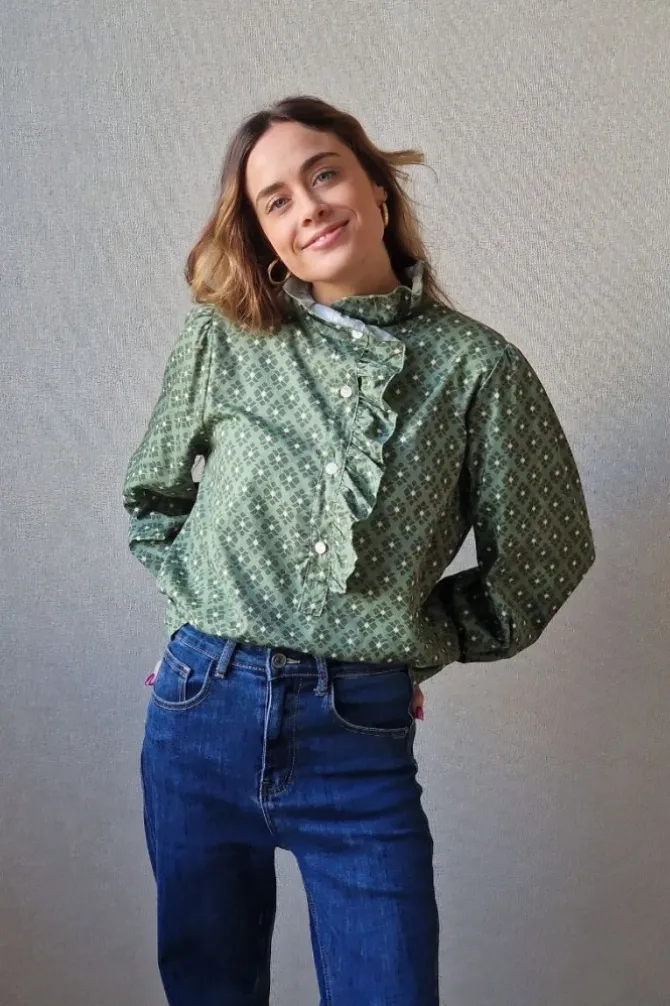 Blusa estampado geométrico verde
