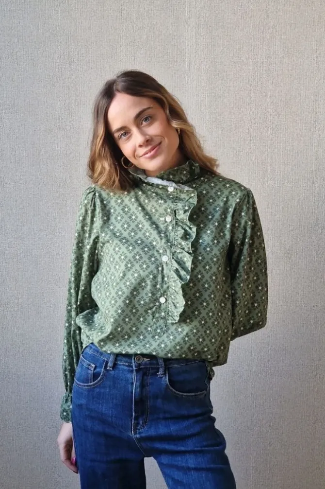 Blusa estampado geométrico verde