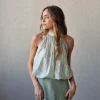 Blusa rayas verde salvia