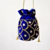 Bolso bombonera azulón y dorada