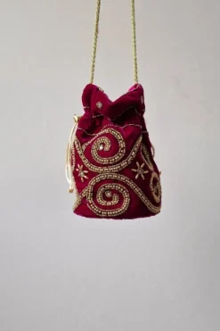 Bolso bombonera buganvilla y dorada