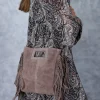 Bolso de ante con flecos topo