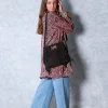 Bolso de ante con flecos negro