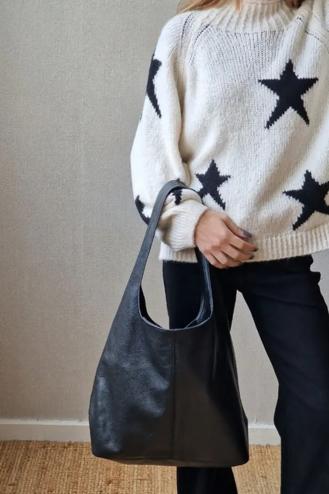 Bolso de hombro de piel negro