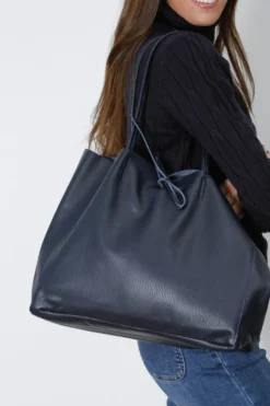 Bolso de piel modelos shopping azul marino con opción de personalizarlo