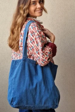 Bolso de tela vaquera oscura con opción de personalizarlo