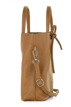 Bolso mini de piel camel