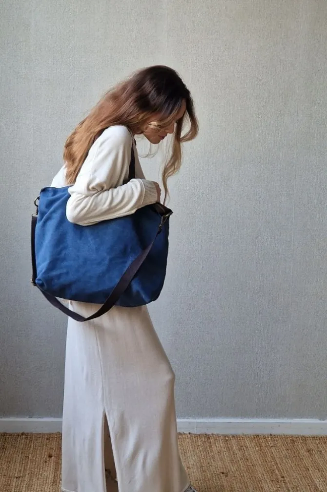 Bolso oversize loneta azul