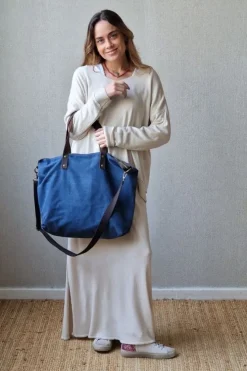 Bolso oversize loneta azul