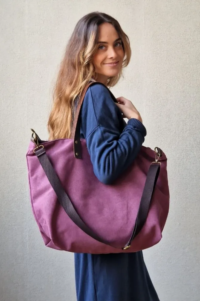 Bolso oversize loneta berenjena