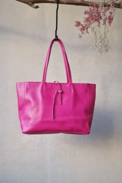 Bolso shopping con cremallera fucsia