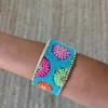 Brazalete ajustable azul flores