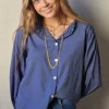 Camisa azul Teen cuello volantito