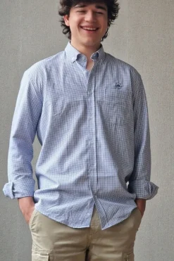 Camisa de cuadritos azul con botones