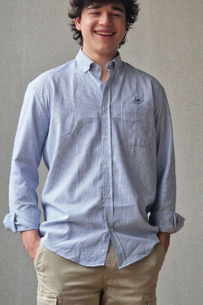 Camisa de cuadritos azul con botones