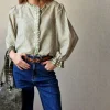Camisa de cuadros vichy con volante verde