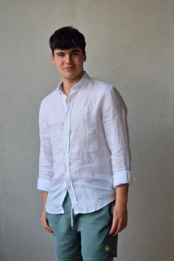 Camisa de lino hombre blanca