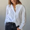 Camisa de rayas lurex plateadas blanca