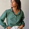 Camisa de rayas lurex plateadas verde