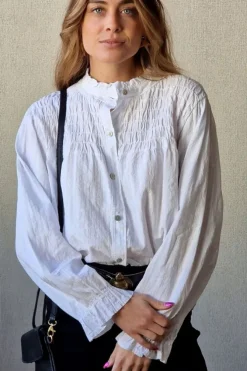 Camisa fruncida lurex blanca