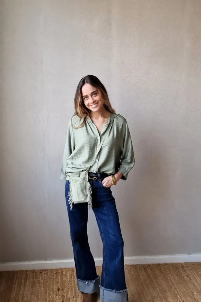 Camisa manga francesa verde