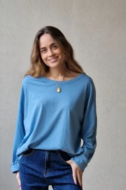 Camiseta manga larga básica azul