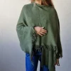 Chal de lana con flecos verde