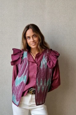Chaleco ikat estampado berenjena
