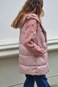 Chaleco rosa reversible acolchado vichy rosa