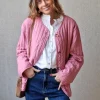 Chaqueta acolchada con botones rosa