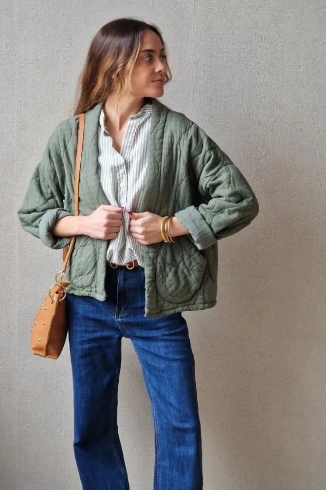 Chaqueta acolchada verde militar