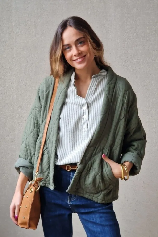 Chaqueta acolchada verde militar