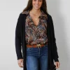 Chaqueta con flecos en la parte inferior azul marino