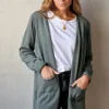 Chaqueta de punto con bolsillos verde militar