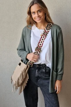 Chaqueta de punto con bolsillos verde militar