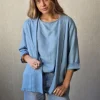Chaqueta denim tipo kimono azul