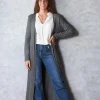 Chaqueta larga de canalé gris oscuro