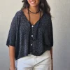 Chaqueta media manga lurex negra