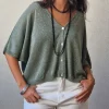 Chaqueta media manga lurex verde militar
