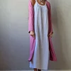 Chaqueta oversize larga de mujer con manga francesa rosa