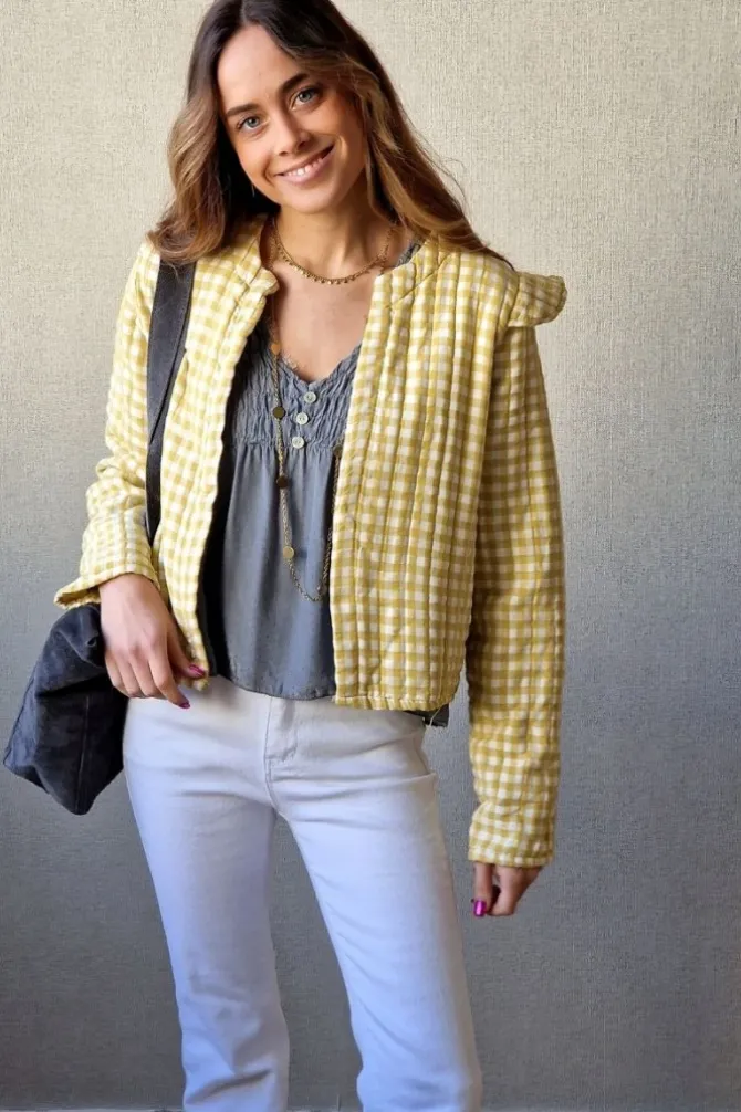 Chaqueta teen de vichy amarilla