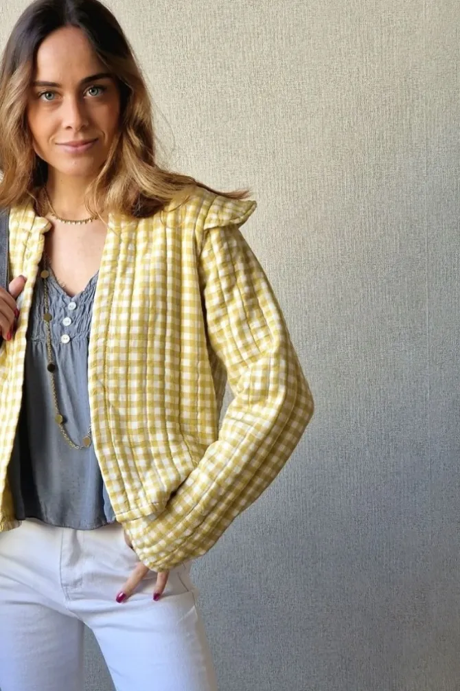 Chaqueta teen de vichy amarilla