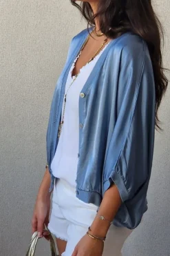 Chaqueta tipo bomber azul